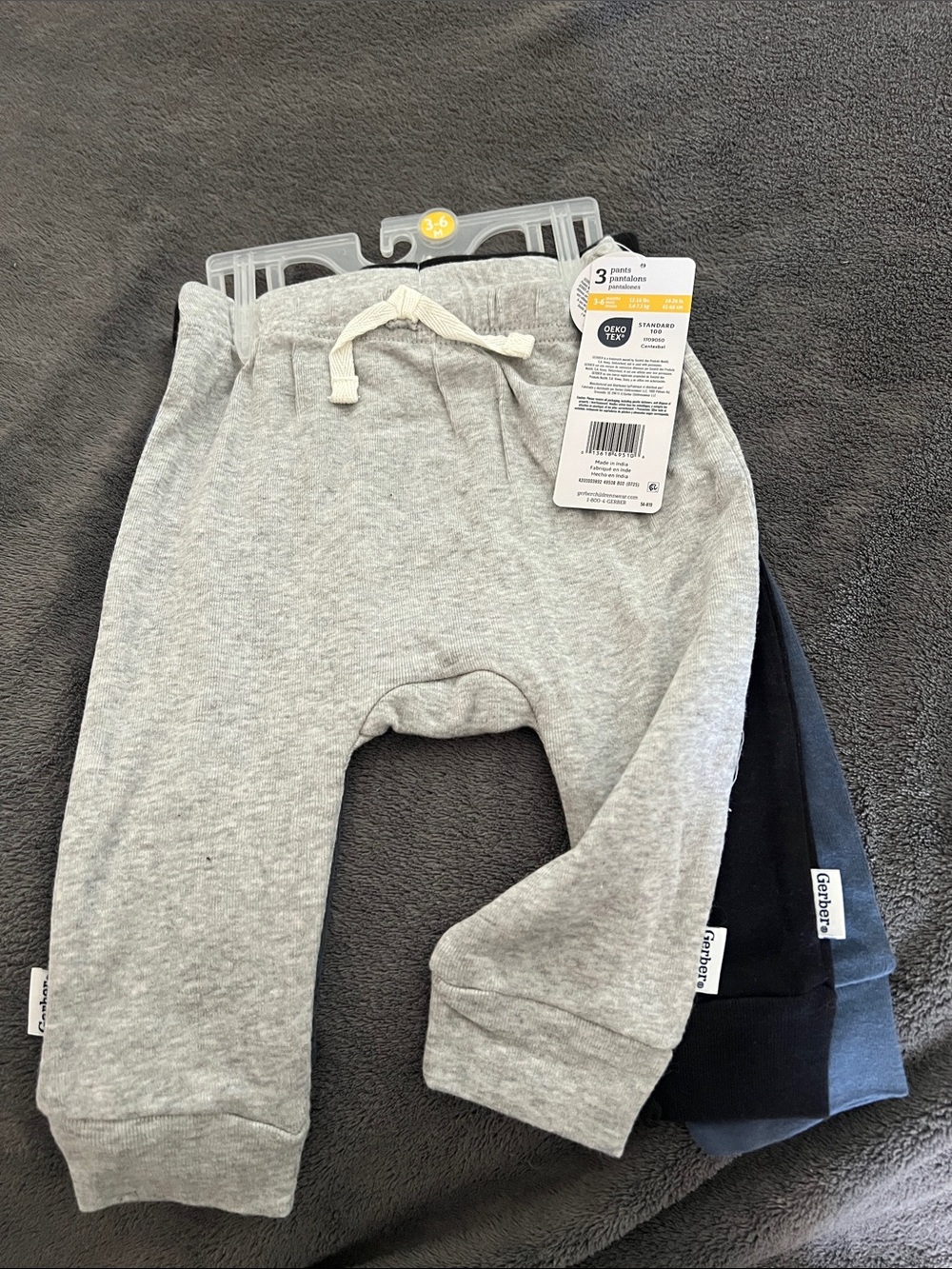 Gerber Baby Jogger Pants - Light Gray, Black, Navy
